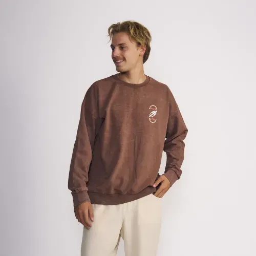 Poleron Masculino Crew Neck Con Lavado Al Tono Y Estampado Skate En Frente Y Espalda