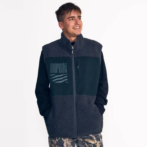 Chaqueta Vest en Boucle con Cotelé y Cierre Completo