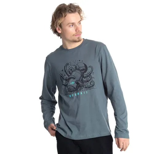 Polera Masculina Básica manga larga con estampado frontal grande