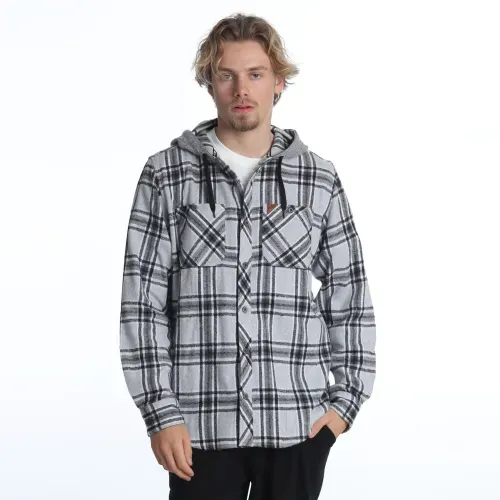 Camisa surfer con capucha oversize gris claro