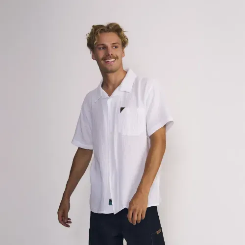 Camisa Masculina Manga Corta Base Textura Blanco